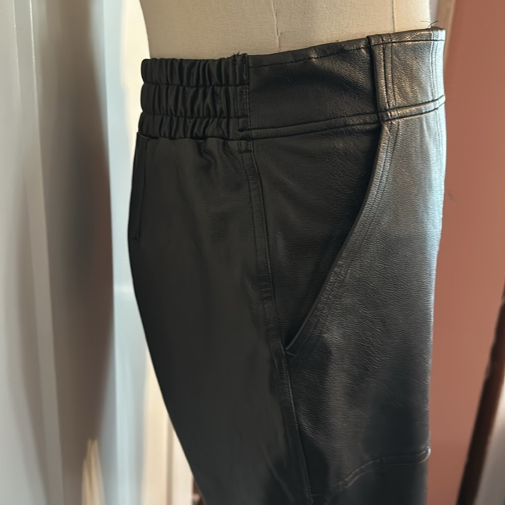 Spanx black faux leather pockets elastic waist & cuffs S pants joggers - Picture 8 of 15